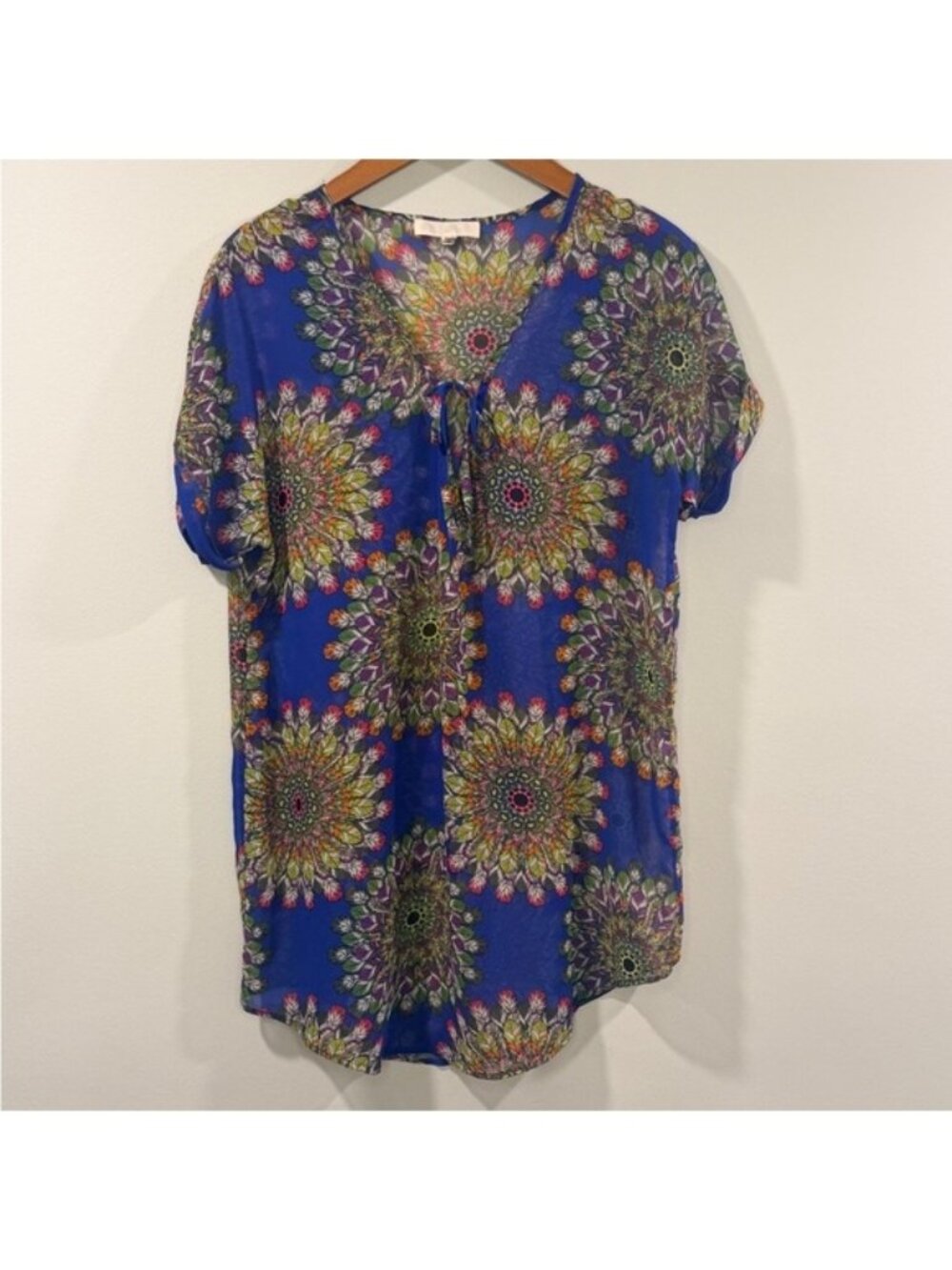 No Brand Women’s Vibrant Mandala Print Blue Swim Coverup Size S/M